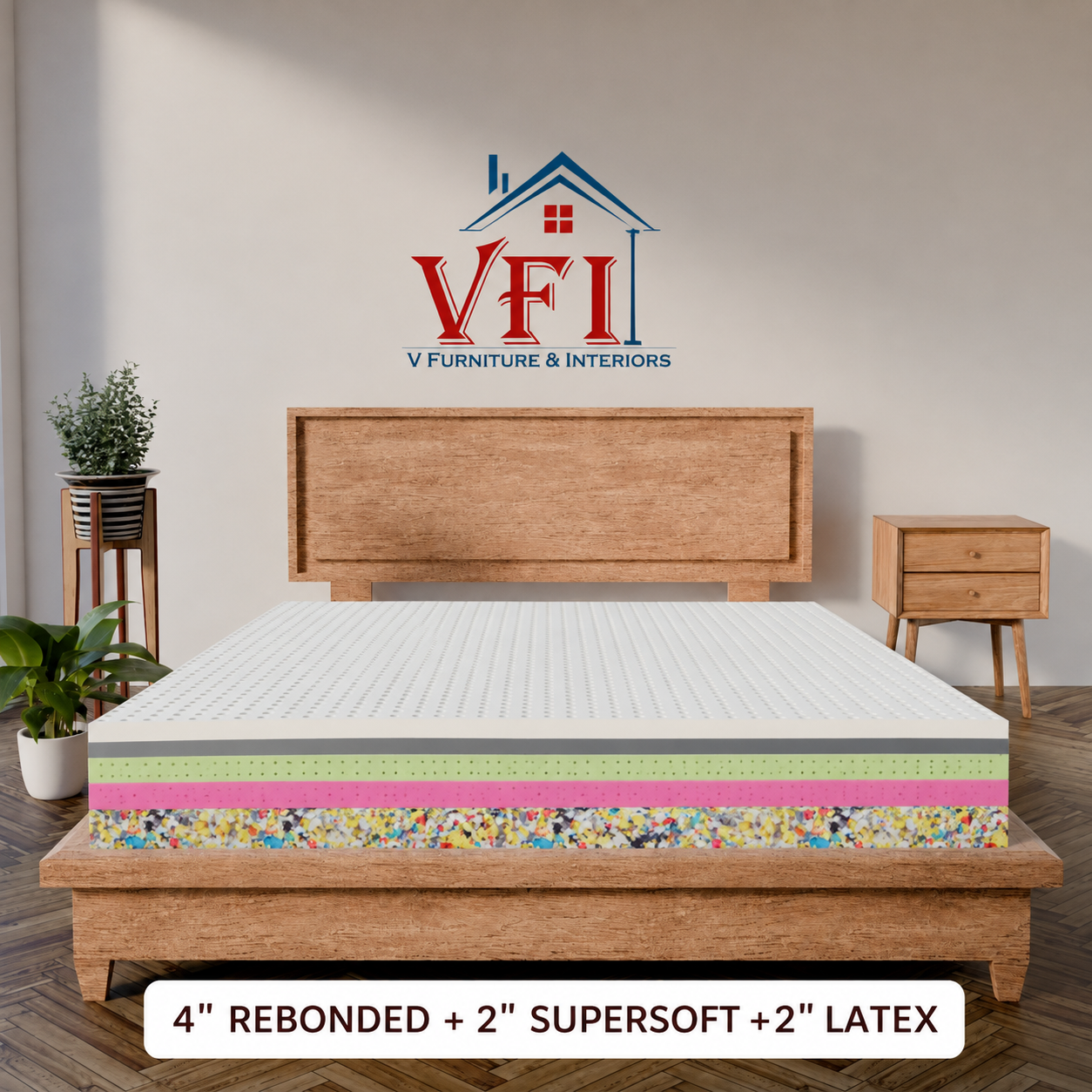 VFI 4" Rebonded + 2" Latex + 2" Supersoft Mattress - Image 3